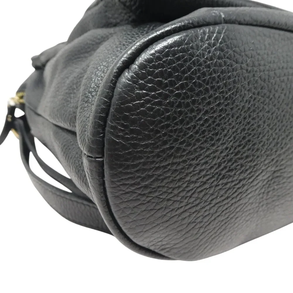 L. Credi Black Pebbled Leather Convertible Crossbody Backpack Purse Shoulder Bag